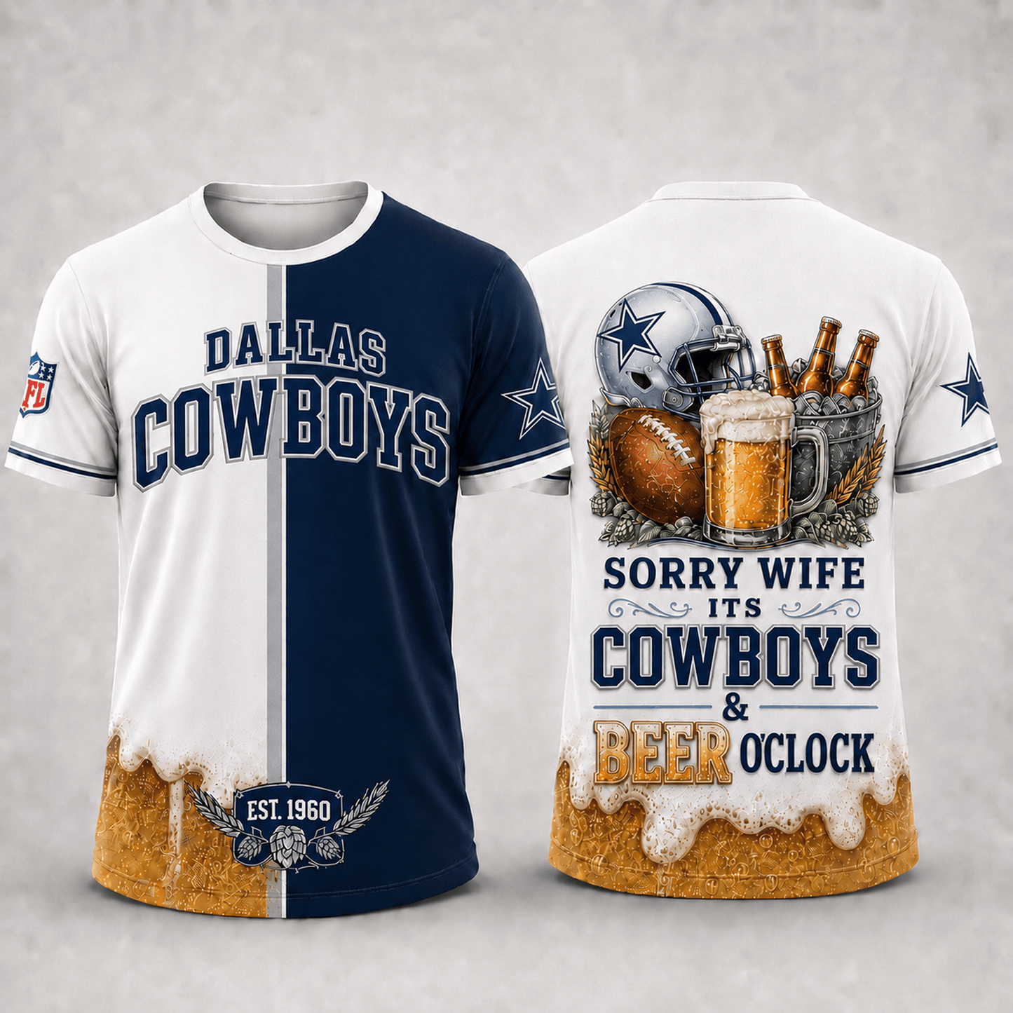 Premium NFL x DAL Sorry Wife It's Match Day And Beer Time Funny Sports Fan 3D Shirt 290626