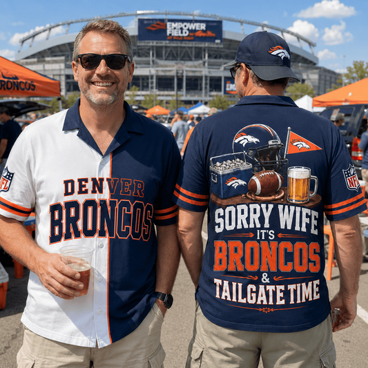 Premium NFL x DEN Funny Football Fan Hawaiian Shirt Sorry Wife It's Tailgate Time Button 300626