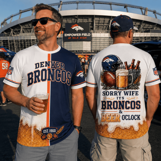 Premium NFL x DEN Sorry Wife It's Match Day And Beer Time Funny Sports Fan 3D Shirt 290626