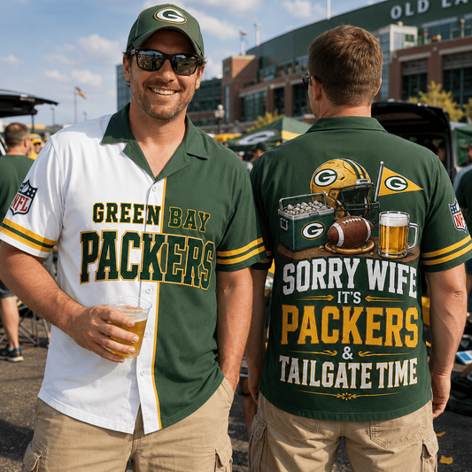 Premium NFL x GB Funny Football Fan Hawaiian Shirt Sorry Wife It's Tailgate Time Button 300626