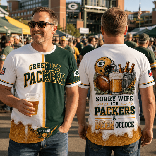 Premium NFL x GB Sorry Wife It's Match Day And Beer Time Funny Sports Fan 3D Shirt 290626