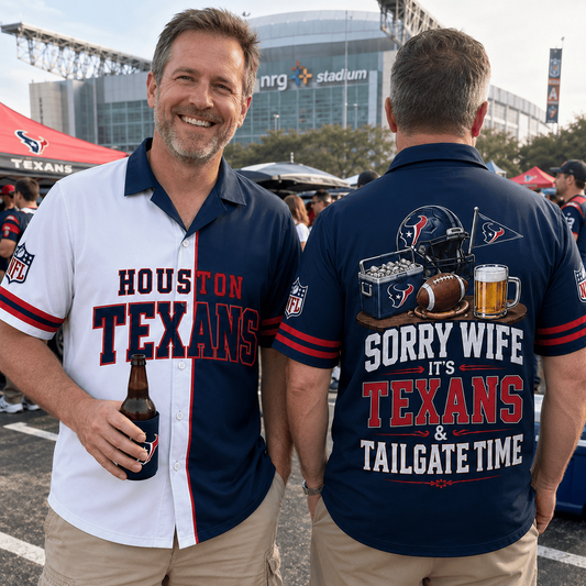 Premium NFL x HOU Funny Football Fan Hawaiian Shirt Sorry Wife It's Tailgate Time Button 300626