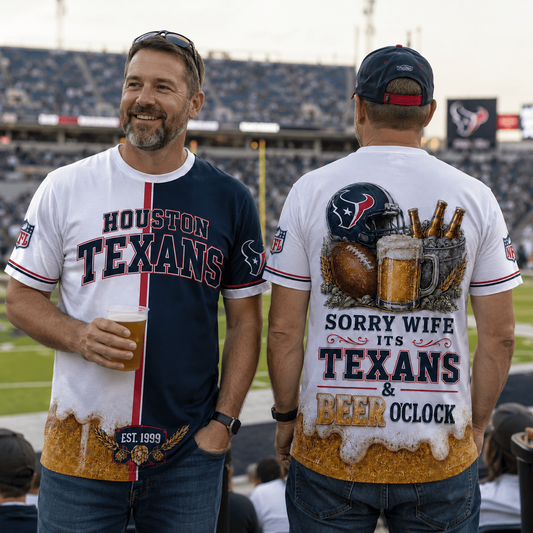 Premium NFL x HOU Sorry Wife It's Match Day And Beer Time Funny Sports Fan 3D Shirt 290626