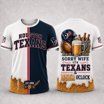 Premium NFL x HOU Sorry Wife It's Match Day And Beer Time Funny Sports Fan 3D Shirt 290626