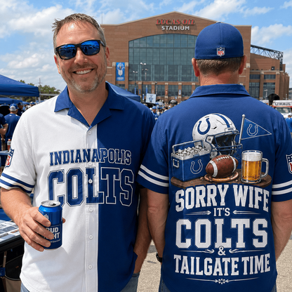 Premium NFL x IND Funny Football Fan Hawaiian Shirt Sorry Wife It's Tailgate Time Button 300626