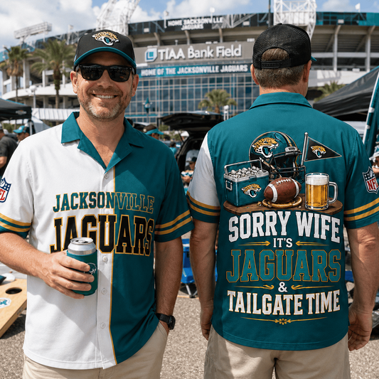 Premium NFL x JAX Funny Football Fan Hawaiian Shirt Sorry Wife It's Tailgate Time Button 300626