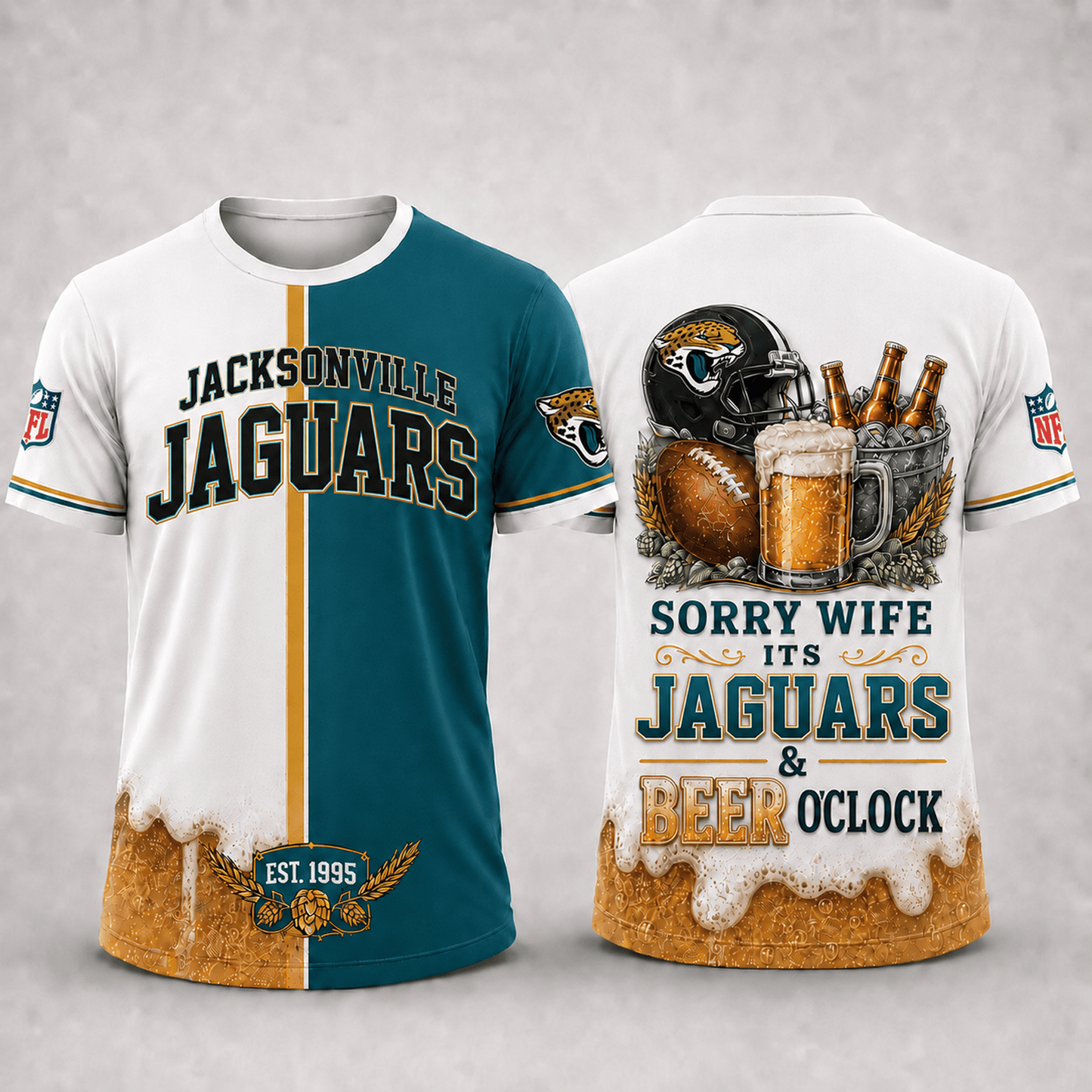 Premium NFL x JAX Sorry Wife It's Match Day And Beer Time Funny Sports Fan 3D Shirt 290626