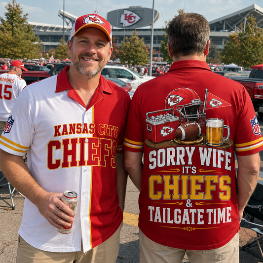 Premium NFL x KCC Funny Football Fan Hawaiian Shirt Sorry Wife It's Tailgate Time Button 300626