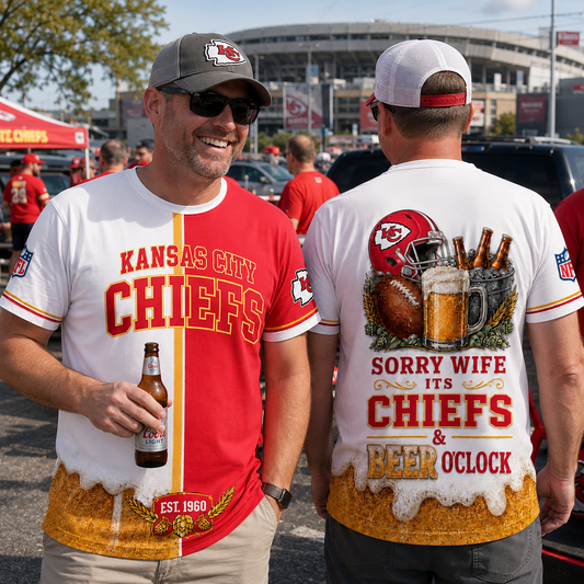 Premium NFL x KCC Sorry Wife It's Match Day And Beer Time Funny Sports Fan 3D Shirt 290626