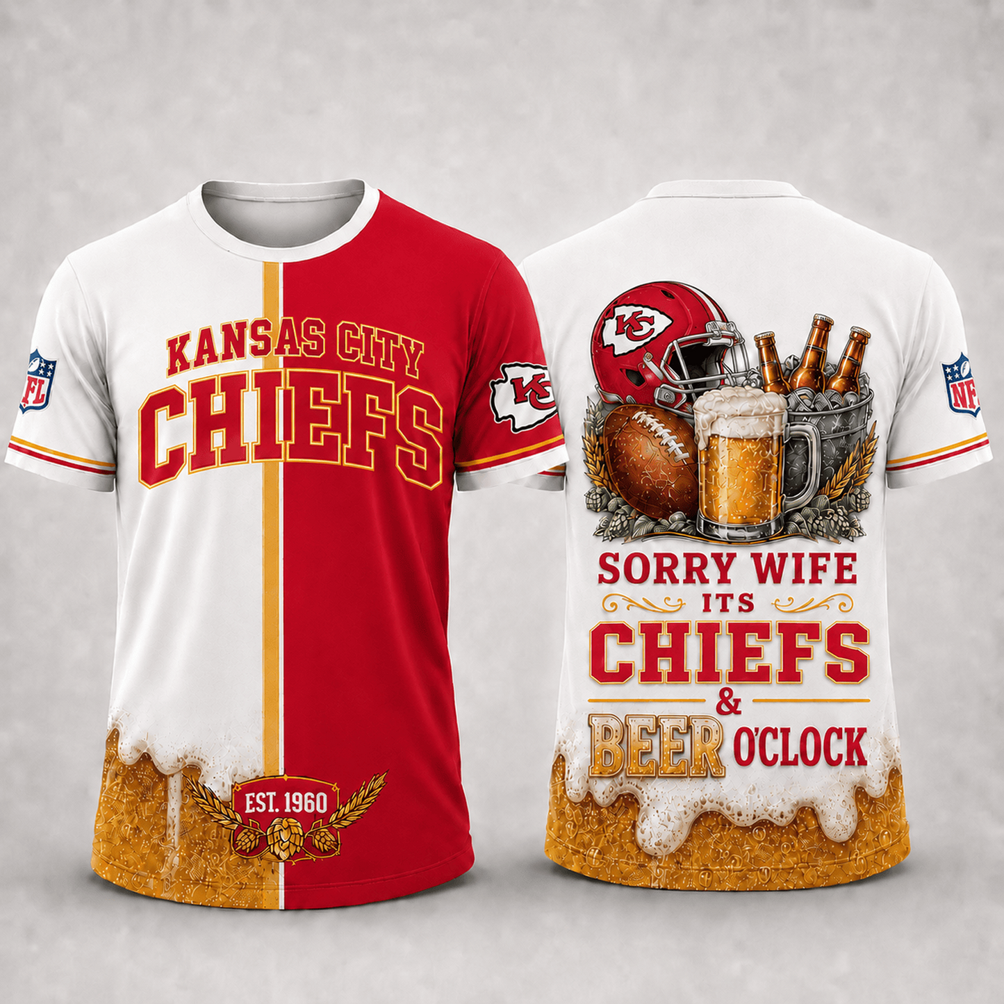 Premium NFL x KCC Sorry Wife It's Match Day And Beer Time Funny Sports Fan 3D Shirt 290626
