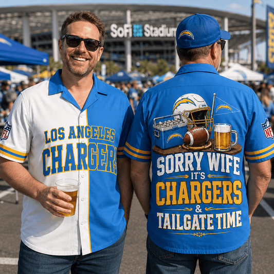 Premium NFL x LAC Funny Football Fan Hawaiian Shirt Sorry Wife It's Tailgate Time Button 300626