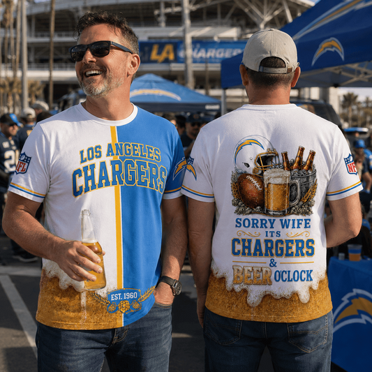 Premium NFL x LAC Sorry Wife It's Match Day And Beer Time Funny Sports Fan 3D Shirt 290626