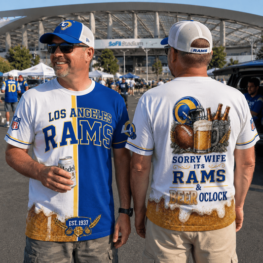 Premium NFL x LAR Sorry Wife It's Match Day And Beer Time Funny Sports Fan 3D Shirt 290626