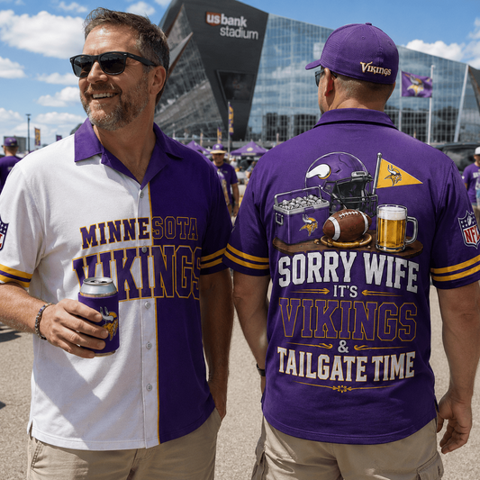 Premium NFL x MIN Funny Football Fan Hawaiian Shirt Sorry Wife It's Tailgate Time Button 300626