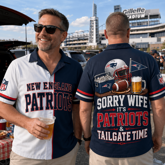 Premium NFL x NEP Funny Football Fan Hawaiian Shirt Sorry Wife It's Tailgate Time Button 300626