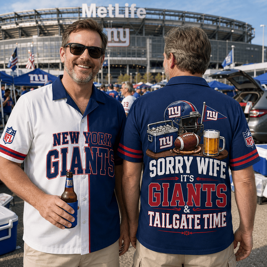 Premium NFL x NYG Funny Football Fan Hawaiian Shirt Sorry Wife It's Tailgate Time Button 300626