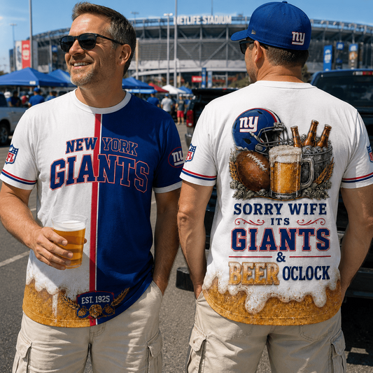 Premium NFL x NYG Sorry Wife It's Match Day And Beer Time Funny Sports Fan 3D Shirt 290626