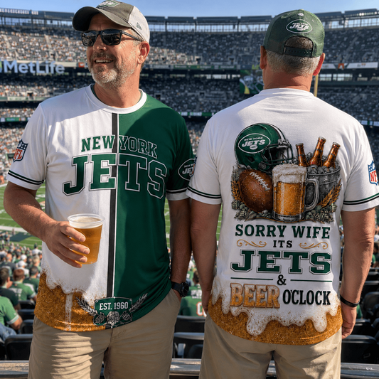 Premium NFL x NYJ Sorry Wife It's Match Day And Beer Time Funny Sports Fan 3D Shirt 290626