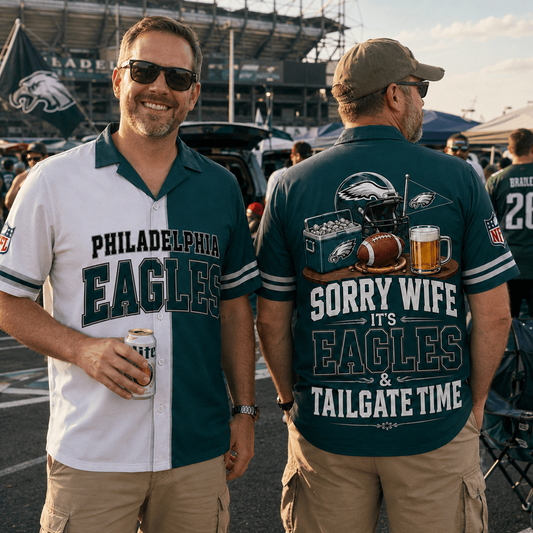 Premium NFL x PHI Funny Football Fan Hawaiian Shirt Sorry Wife It's Tailgate Time Button 300626