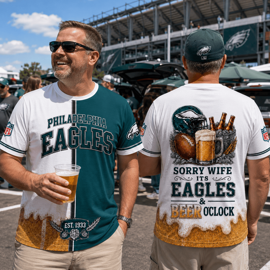 Premium NFL x PHI Sorry Wife It's Match Day And Beer Time Funny Sports Fan 3D Shirt 290626