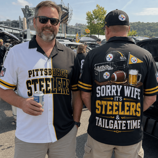 Premium NFL x PIT Funny Football Fan Hawaiian Shirt Sorry Wife It's Tailgate Time Button 300626