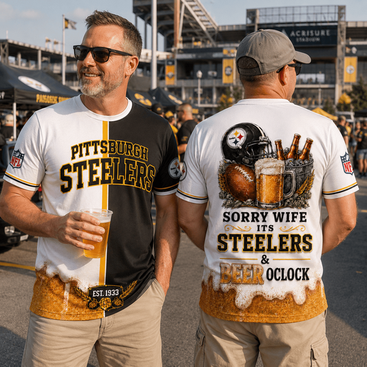 Premium NFL x PIT Sorry Wife It's Match Day And Beer Time Funny Sports Fan 3D Shirt 290626