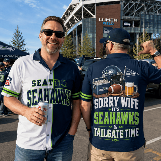 Premium NFL x SEA Funny Football Fan Hawaiian Shirt Sorry Wife It's Tailgate Time Button 300626