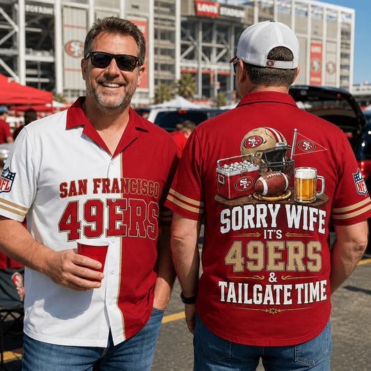 Premium NFL x SF Funny Football Fan Hawaiian Shirt Sorry Wife It's Tailgate Time Button 300626