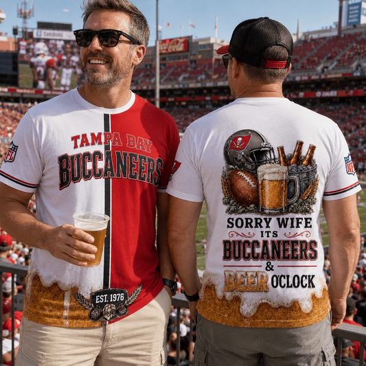 Premium NFL x TB Sorry Wife It's Match Day And Beer Time Funny Sports Fan 3D Shirt 290626