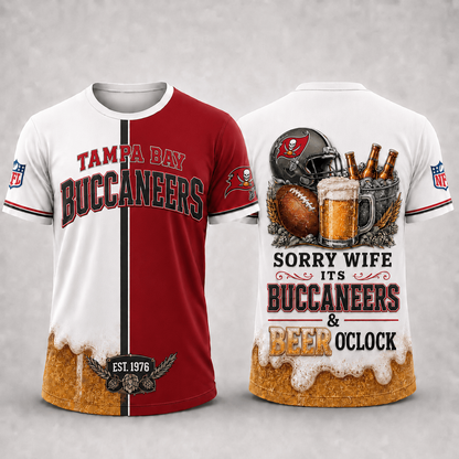 Premium NFL x TB Sorry Wife It's Match Day And Beer Time Funny Sports Fan 3D Shirt 290626