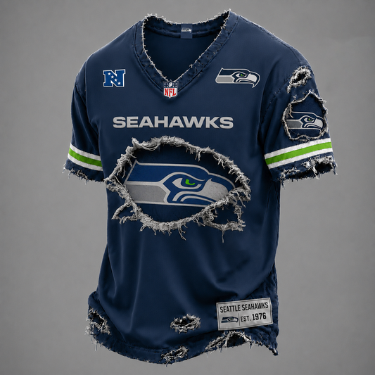 SEA x NFL LUXURY V-Neck T-Shirt V3 1906
