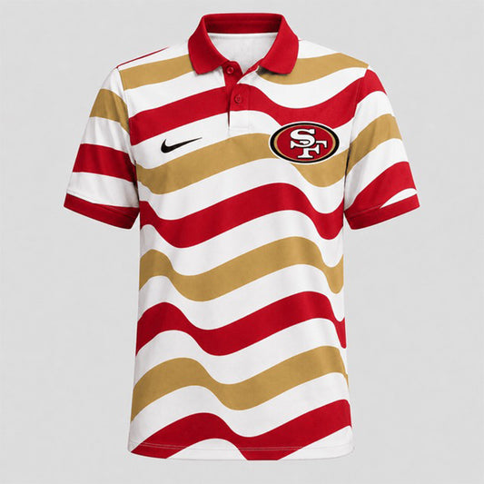 SF49 Premium NFL Custom Striped Athletic Polo Shirt