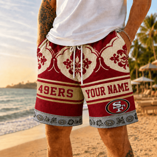 SF49 x NFL Premium Beach Short Personalized Gift For Fan