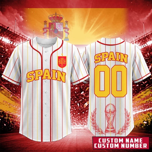 Spain National Football Team 2026 World Cup Champions Baseball Jersey