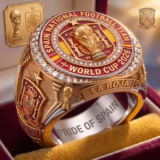 Spain National Football Team 2026 World Cup Champions Round Engraved Ring