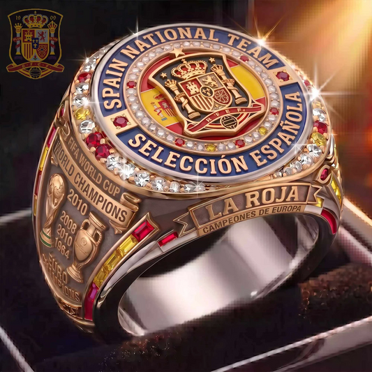 Spain National Football Team 2026 World Cup Champions Round Engraved V2 Ring