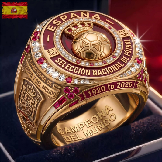 Spain National Football Team 2026 World Cup Champions Round Engraved V3 Ring