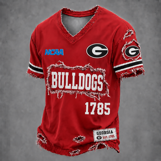 UGA x NCAA LUXURY V-Neck T-Shirt 0506 DatND DVT