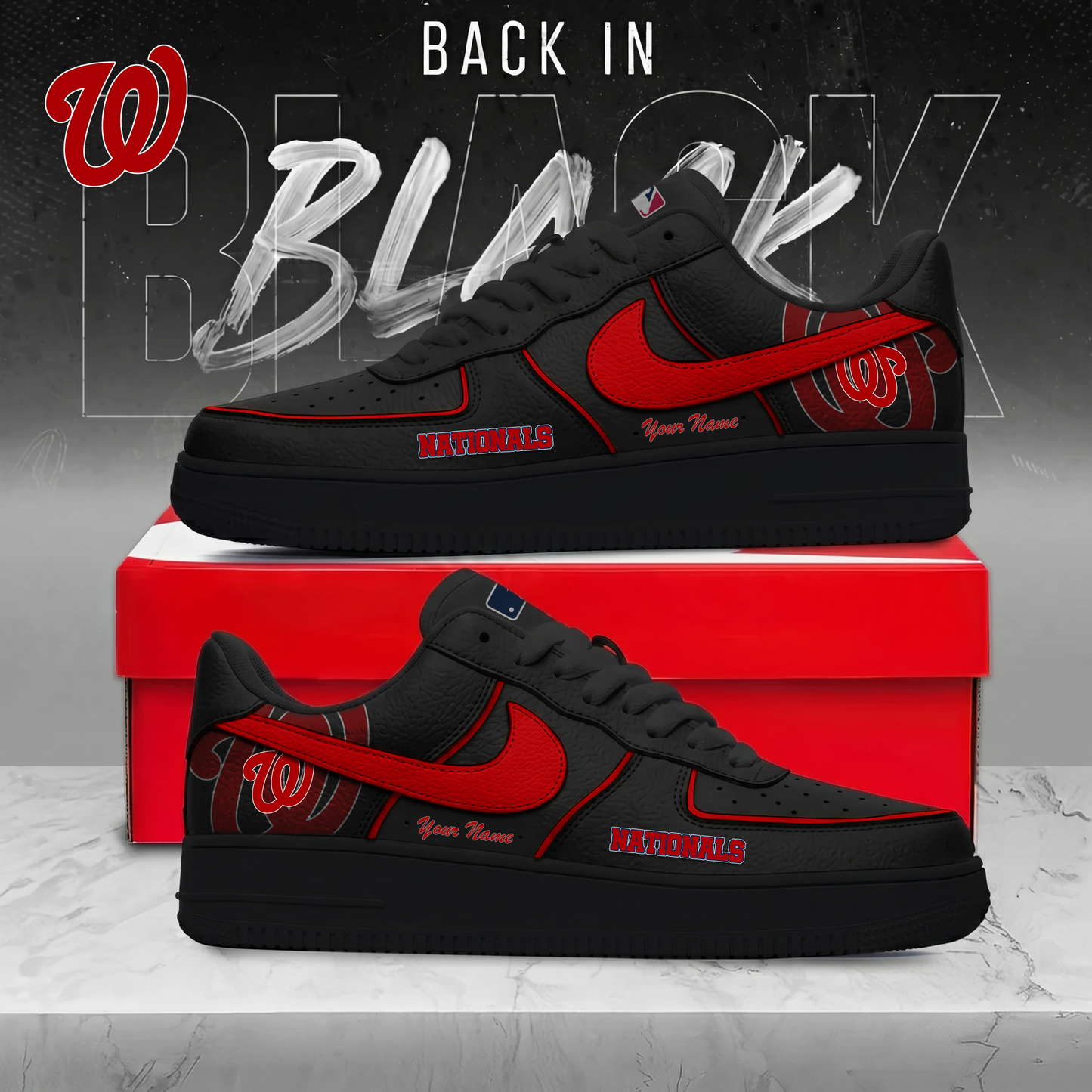 WN x MLB Back In Black AF1 Sneakers 270626